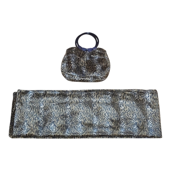 NEW 90s Original Custom Vintage Leopard Print Handle Bag and Thick Scarf - Picture 1 of 12